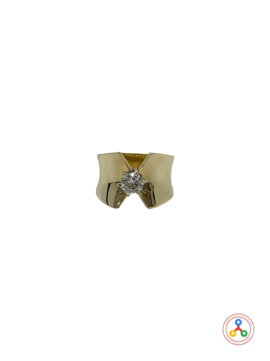 14K Yellow Gold Round Diamond Fancy Design Ring .36 CTW | 5.5 Grams | Size 5