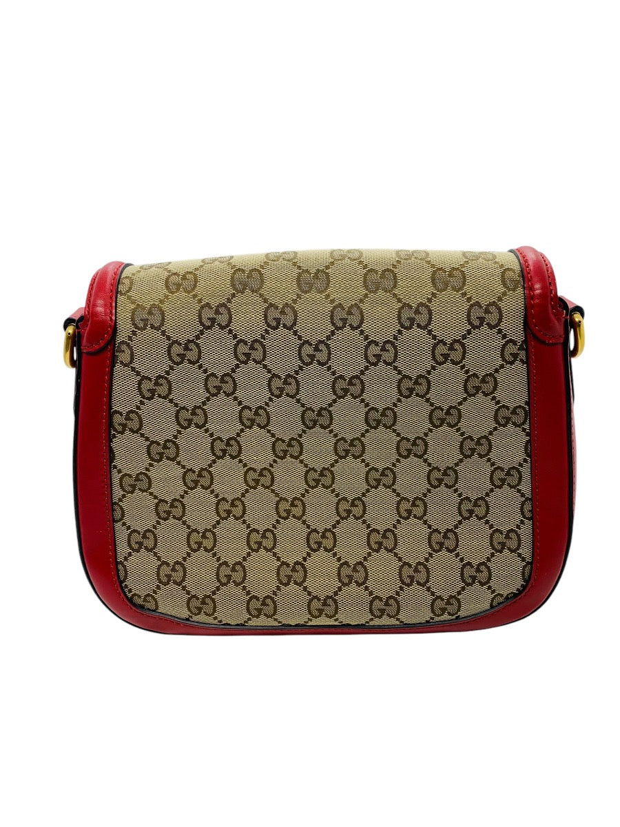 Gucci Monogram Ruinart Calfskin Medium Lady Web Shoulder Bag Beige Ebony Hibiscus Red
