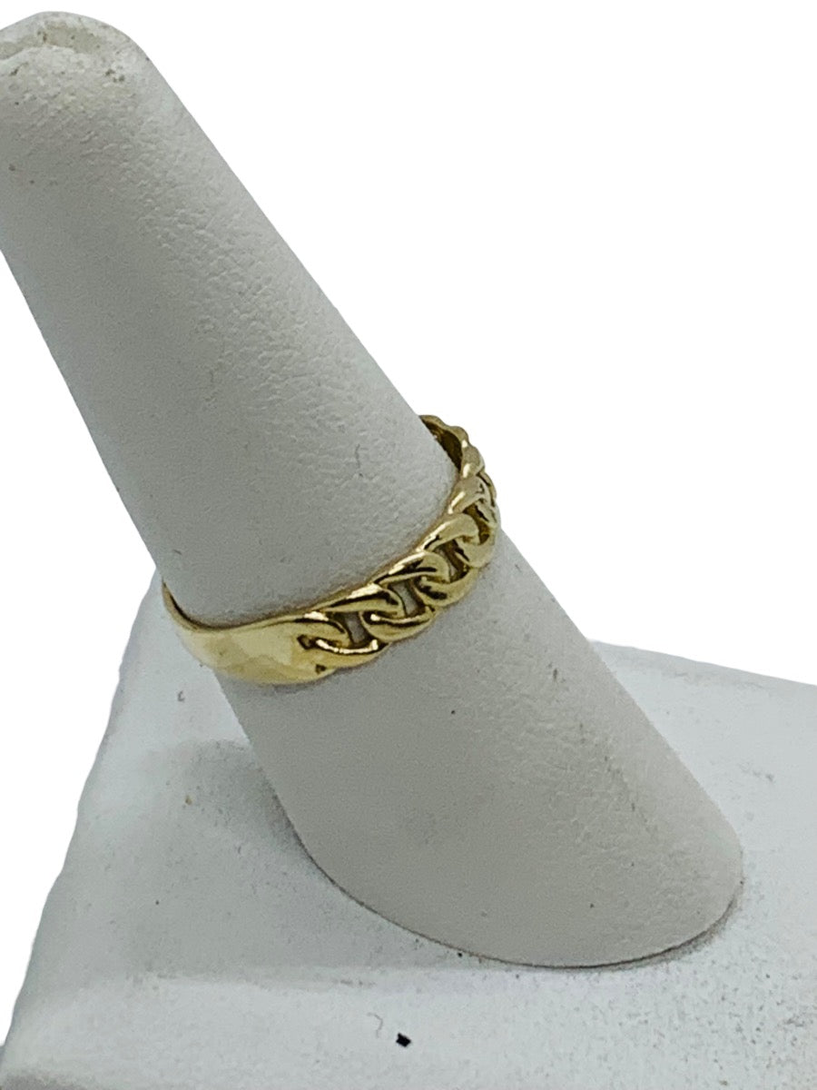 14K Yellow Gold Cuban Design Ring Size 7 3/4 Weighs 1.7 Gr