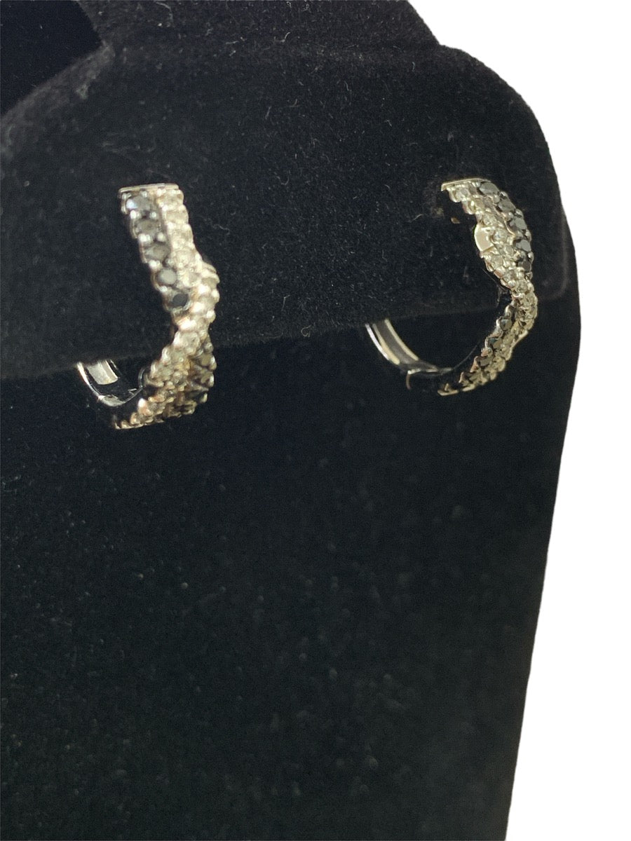 10K White Gold Diamond Earrings - 1.04tcw - 0.5" - 3.4g