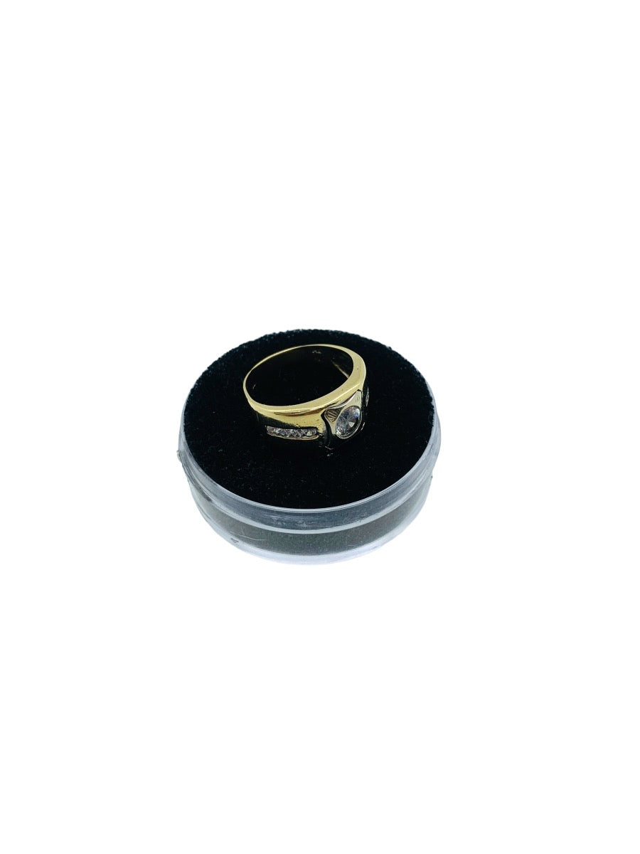 14K Yellow Gold Gent's Ring | 9 CZ Stones | 4.4 Grams | Size 7.5