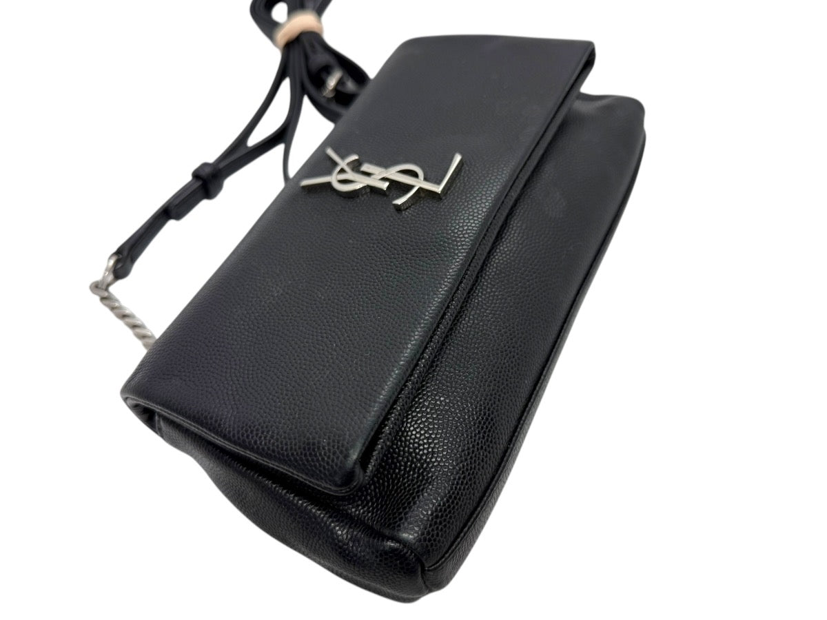 Saint Laurent West Hollywood Crossbody Bag Leather Strap Silver Logo