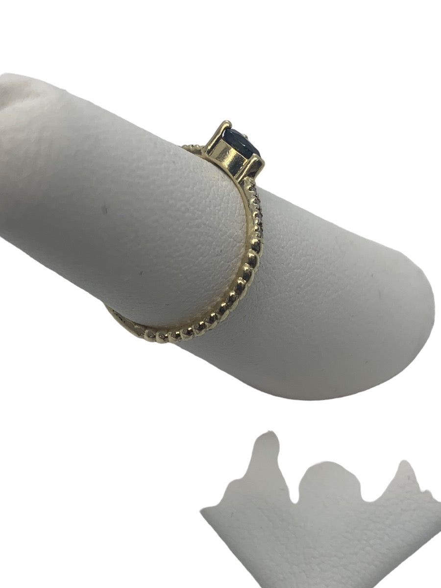 10K Yellow Gold Sapphire & Diamond Ring 8 Diamonds 0.08TCW Size 5