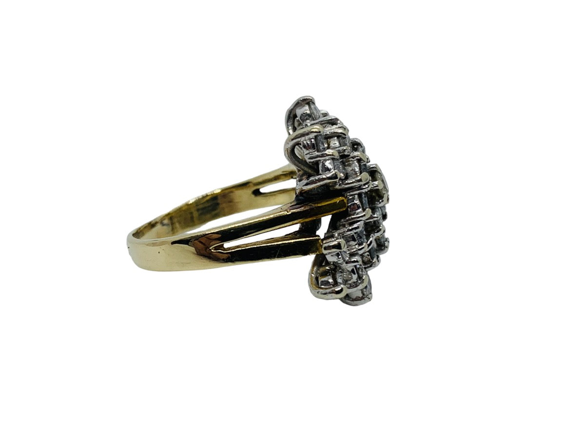 14K 2-Tone Gold Lady's Cluster Diamond Ring 2.5 CTW Size 7.5 / 9 Grams
