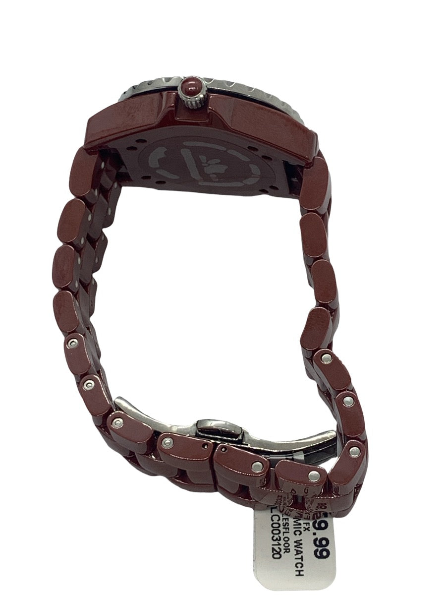 Isaac Mizrahi Live! Ceramic Maroon Watch