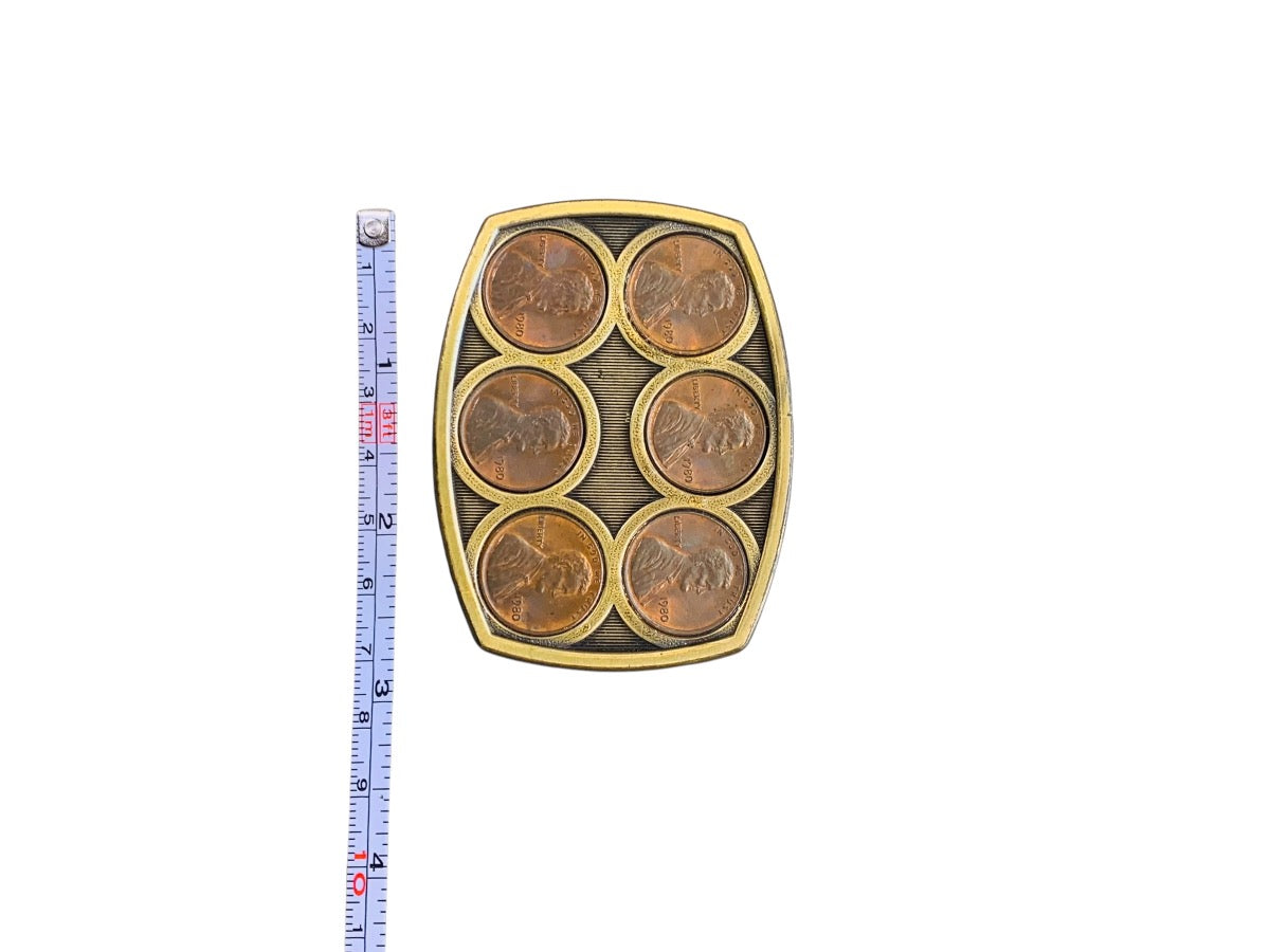 Vintage 1980 Lincoln Penny Belt Buckle-Collectible Coin Design