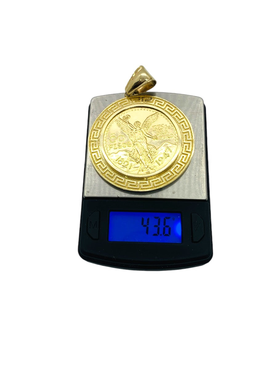 14K Yellow Gold Pendant Centenario Bezel Design | 43.6g