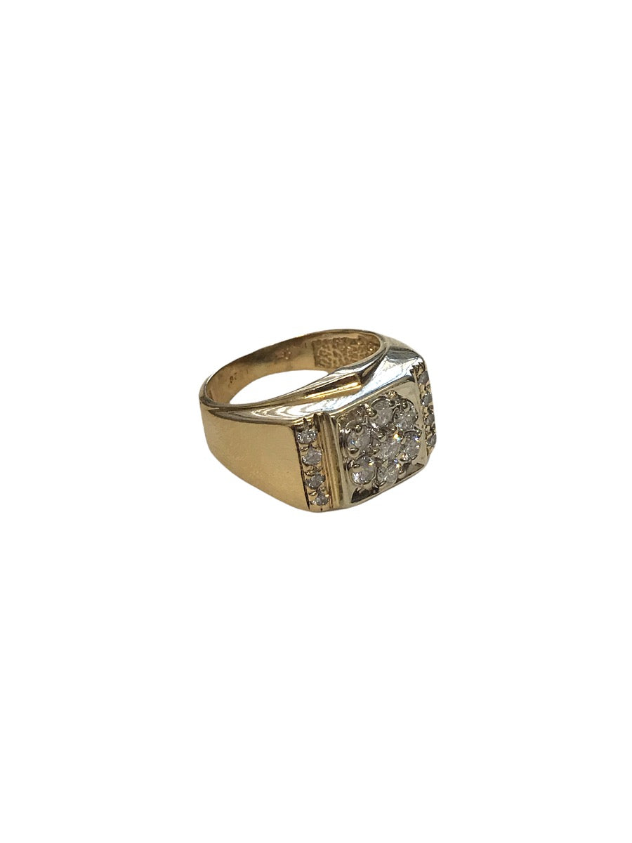 14K Yellow Gold Diamond Men's Ring- .94 CTW 9.1 Grams Size 9