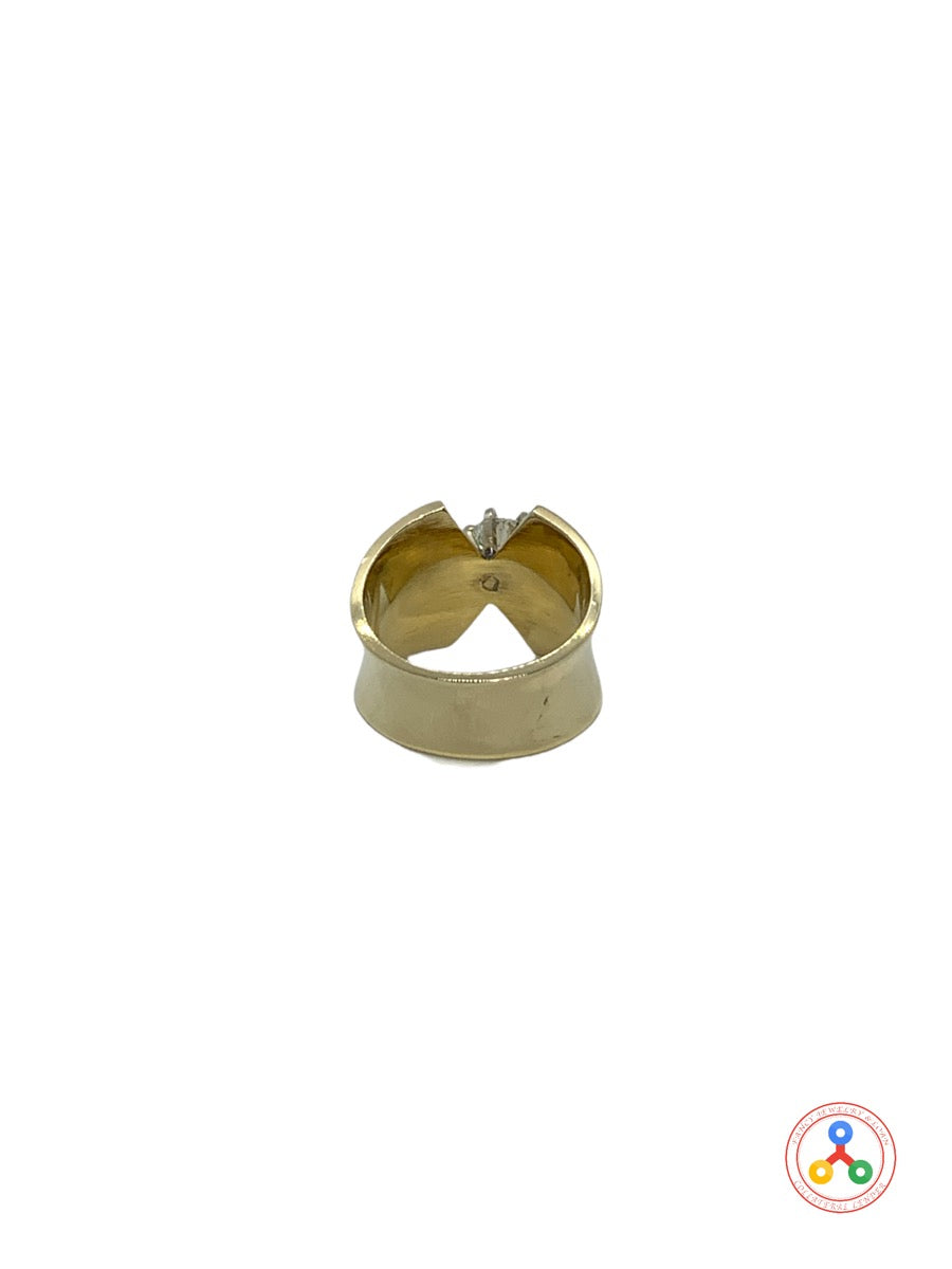14K Yellow Gold Round Diamond Fancy Design Ring .36 CTW | 5.5 Grams | Size 5