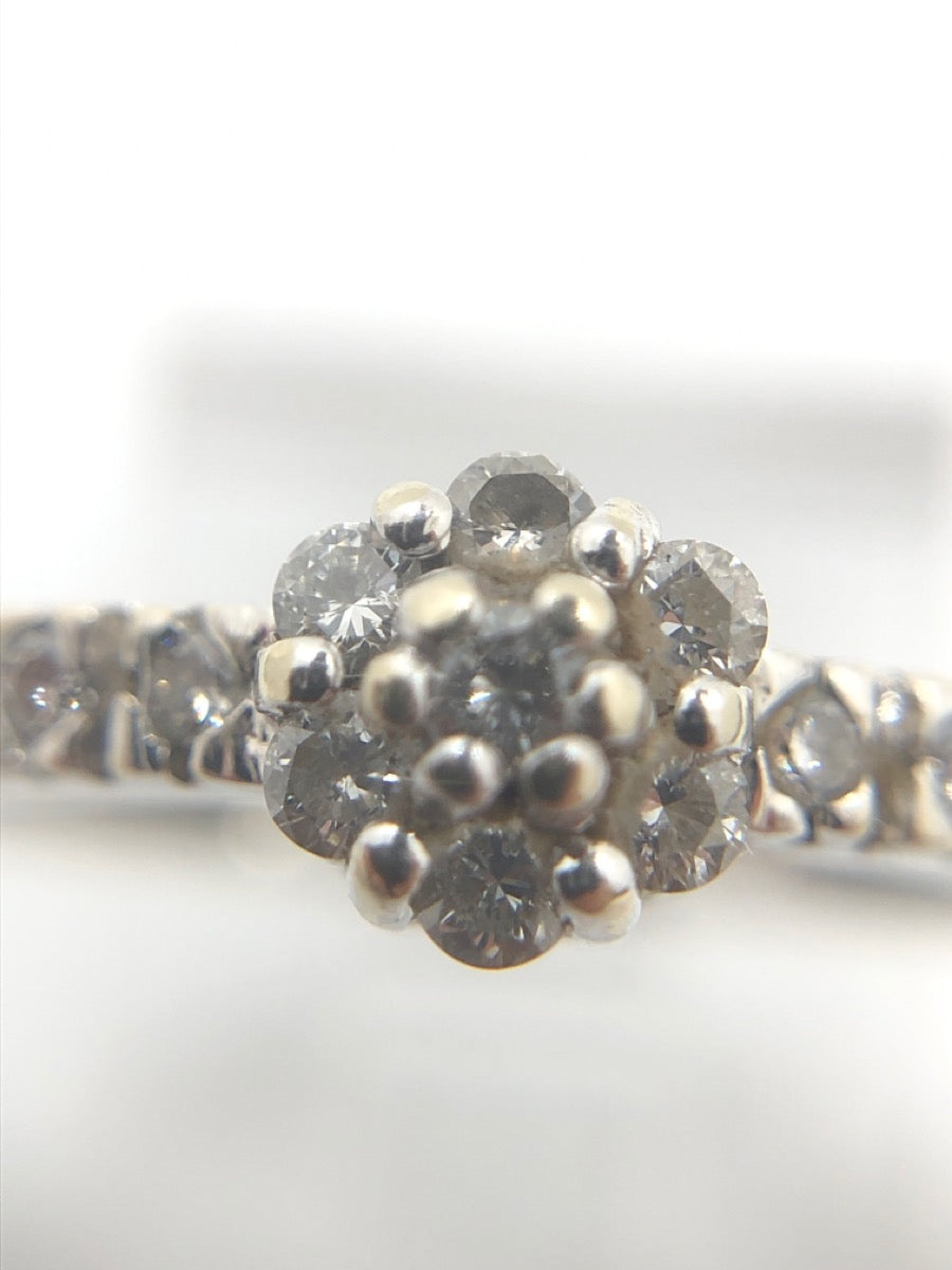 14K White Gold Diamond Flower Ring - 0.51tcw - Size 5.5 - 2.5g