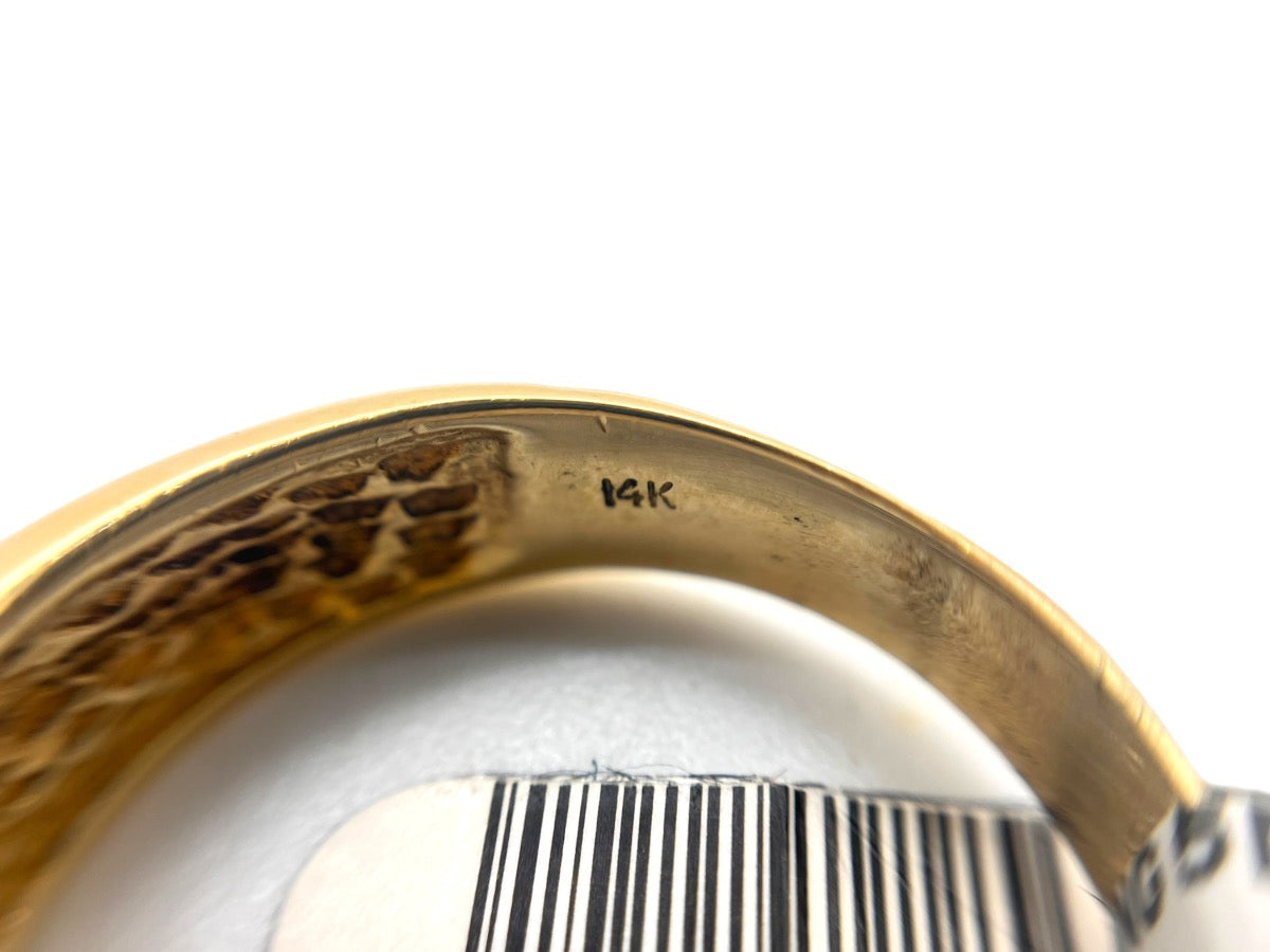 14K Yellow Gold Ring Slant Diamond Design