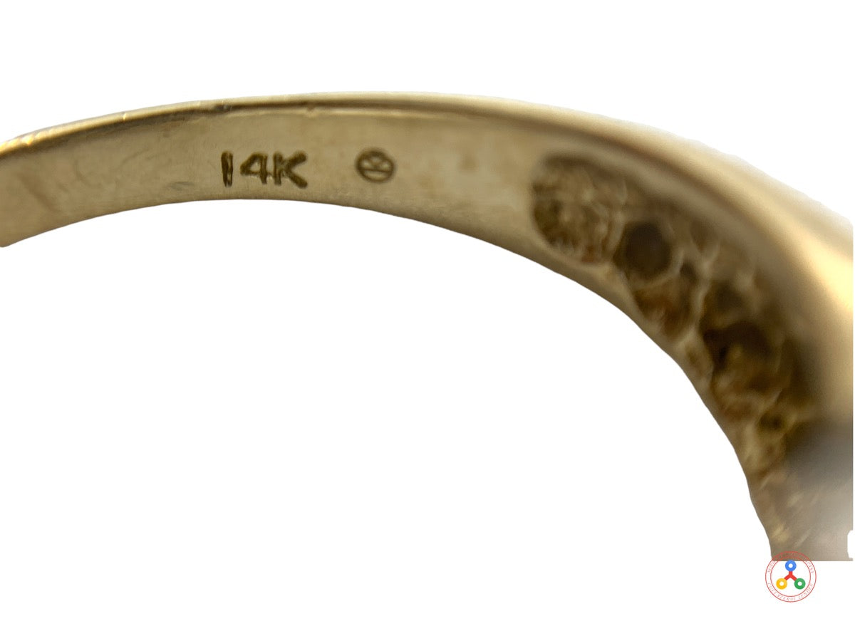 14K Yellow Gold and Diamond Women's Cluster Ring Size 7, 5.2 Grams