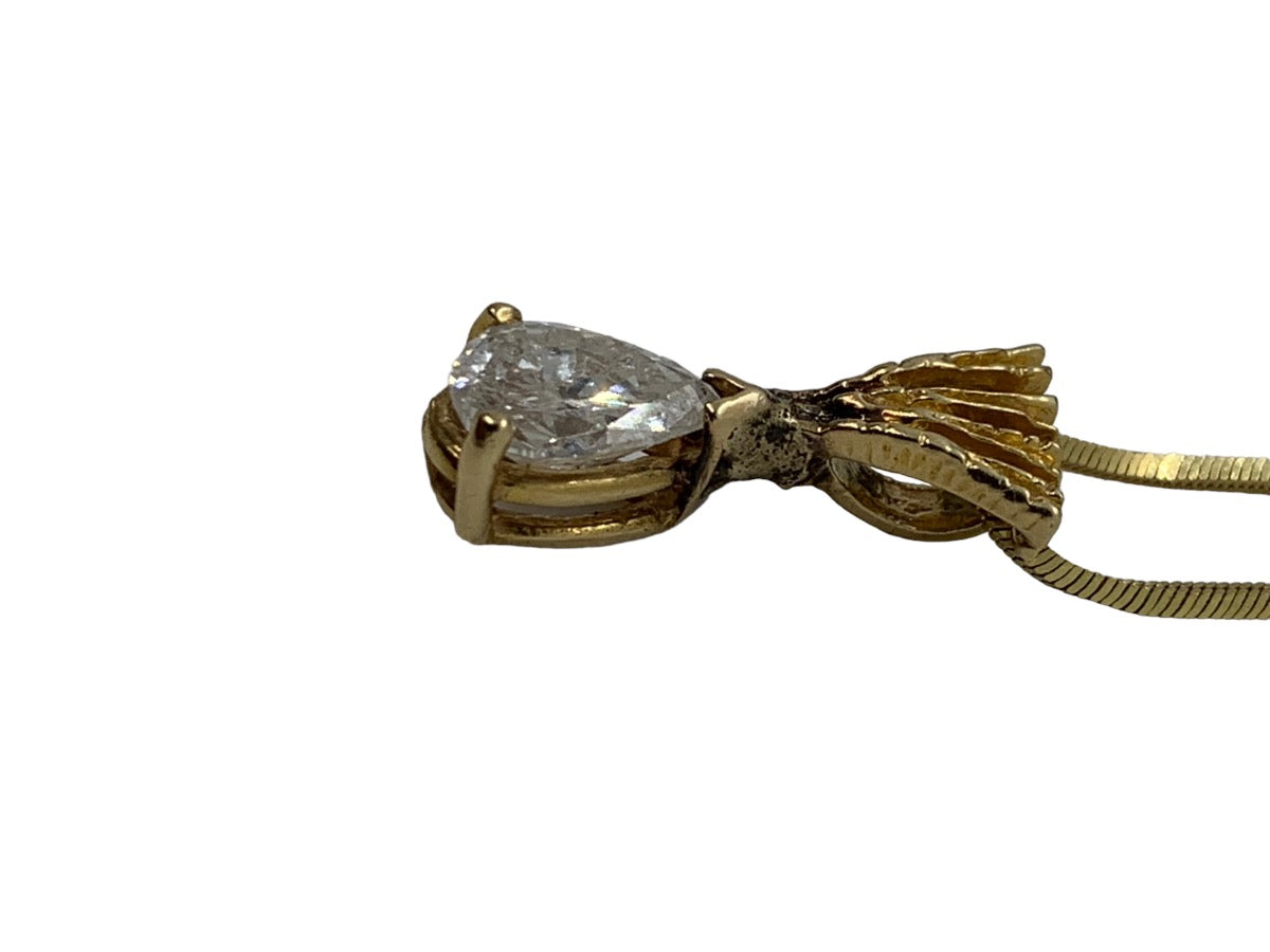14K Yellow Gold Pear Diamond Necklace .70 CTW - 3.5 Gr / 19"