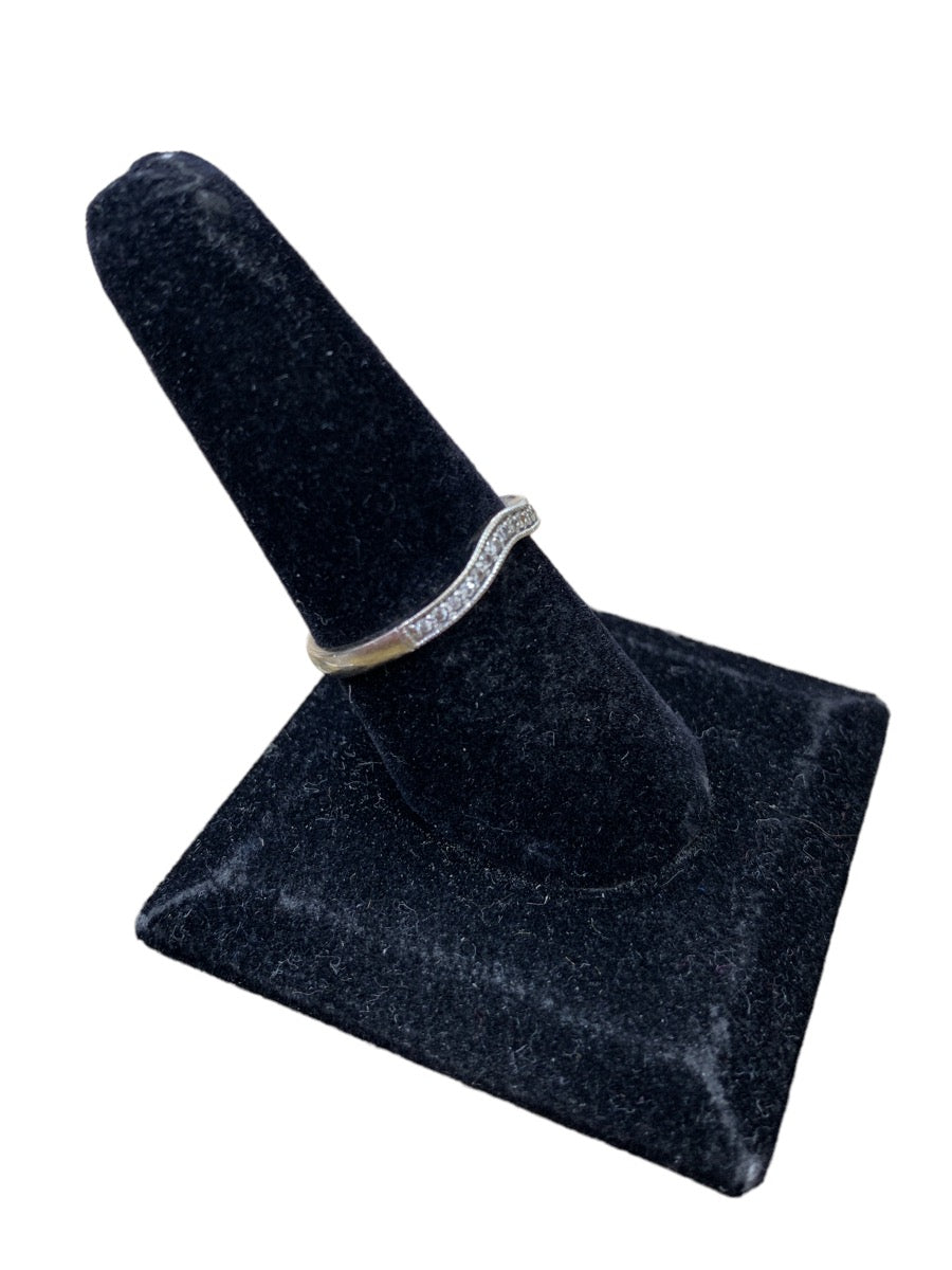 14K White Gold/Diamond Curved Ring - 0.15tcw - Size US 8.75 - 2.4g