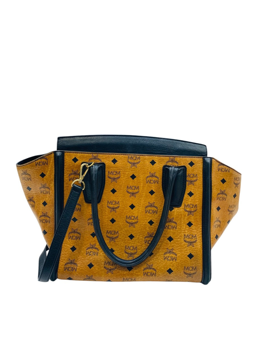 MCM Medium Kathy Viestos Tote w/ Strap Cognac Lady's Purse