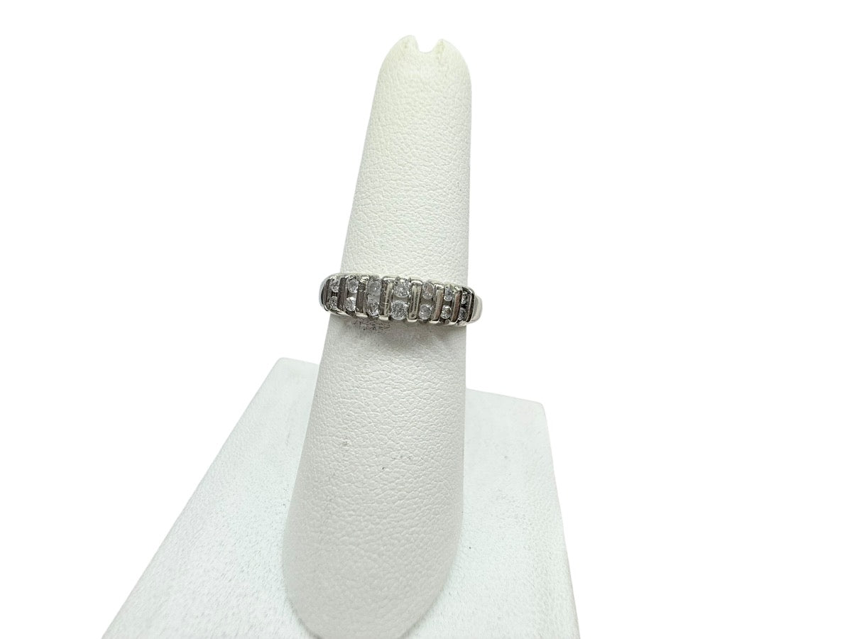 14K White Gold Double Row Natural Diamond Band | Size 6.5 | 2.7g | 0.13CTW
