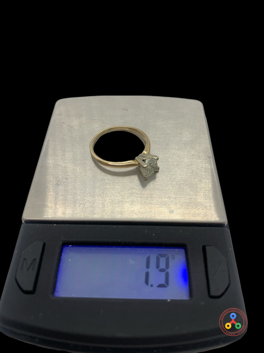 14K Yellow Gold Solitaire Princess Cut Diamond Ring 0.75ctw Size 7.25