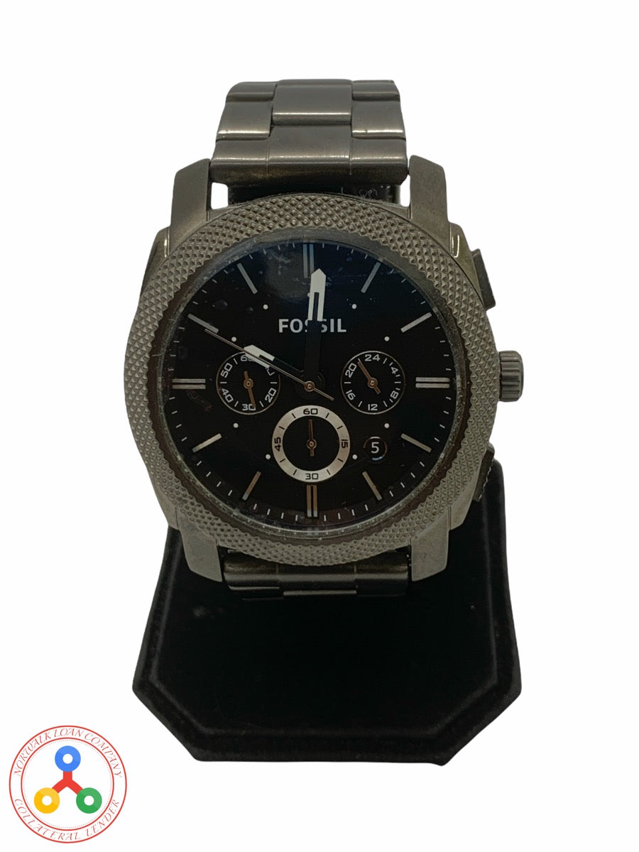FOSSIL Machine FS4662 Chronograph Smoke SS Quartz Men Watch
