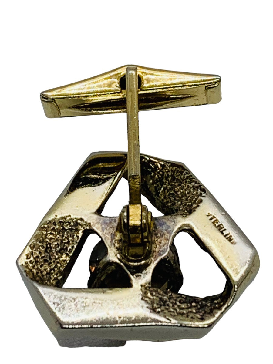 925 Sterling Silver Men's Cuff Links With Brawn Topaz 15.8g