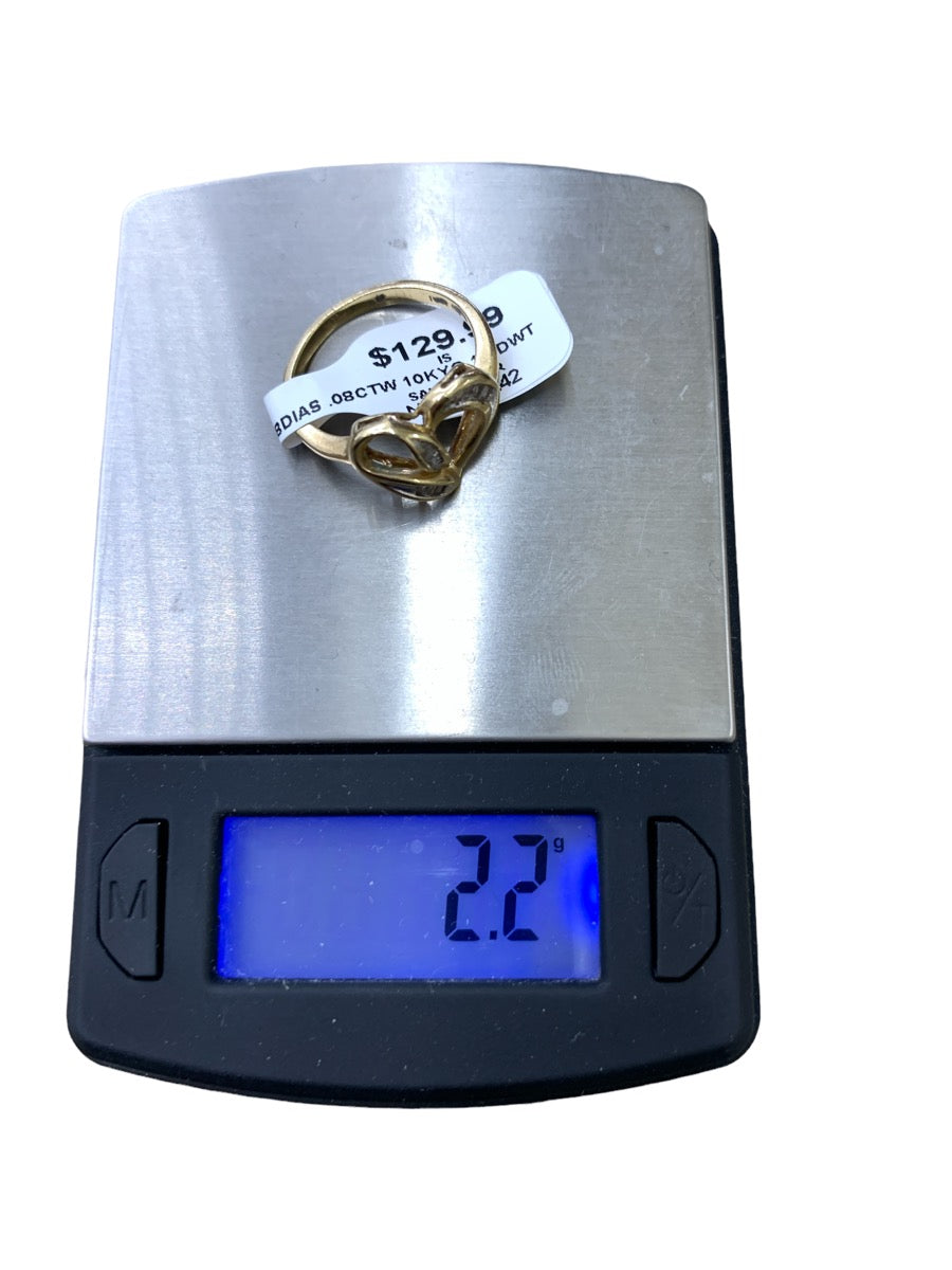 10K Yellow Gold Heart-Shaped Diamond Ring - 0.08ctw - Size 5.5 - 2.2g