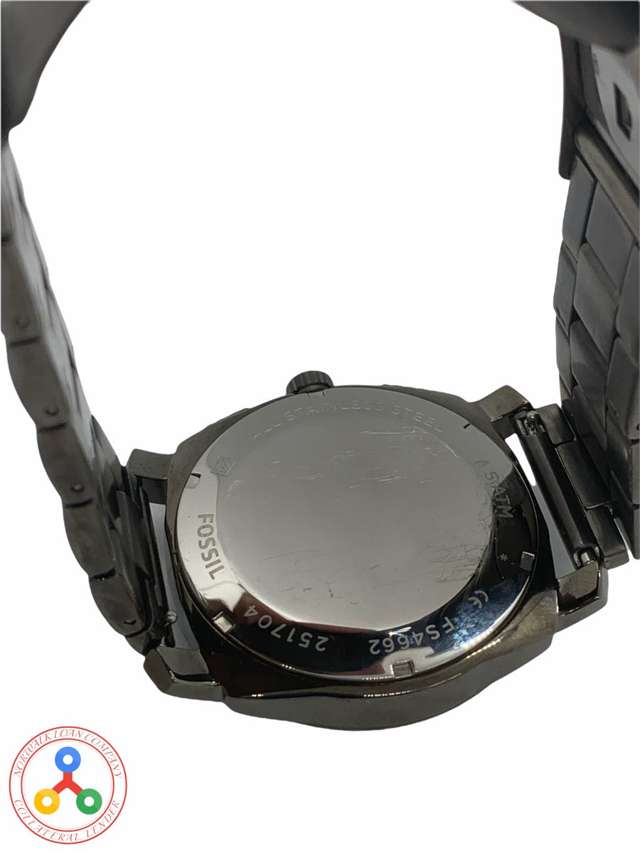 FOSSIL Machine FS4662 Chronograph Smoke SS Quartz Men Watch