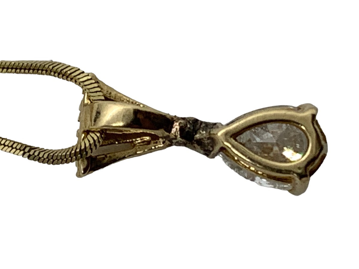 14K Yellow Gold Pear Diamond Necklace .70 CTW - 3.5 Gr / 19"