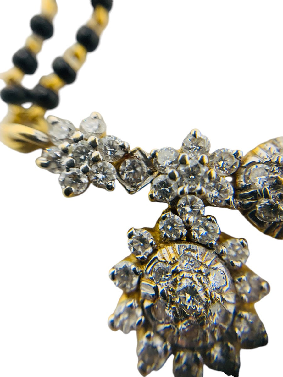 22K Yellow Gold Indian Mangalsutra Diamond Bead Necklace 1.5 CTW | 12 Gr | 17" length