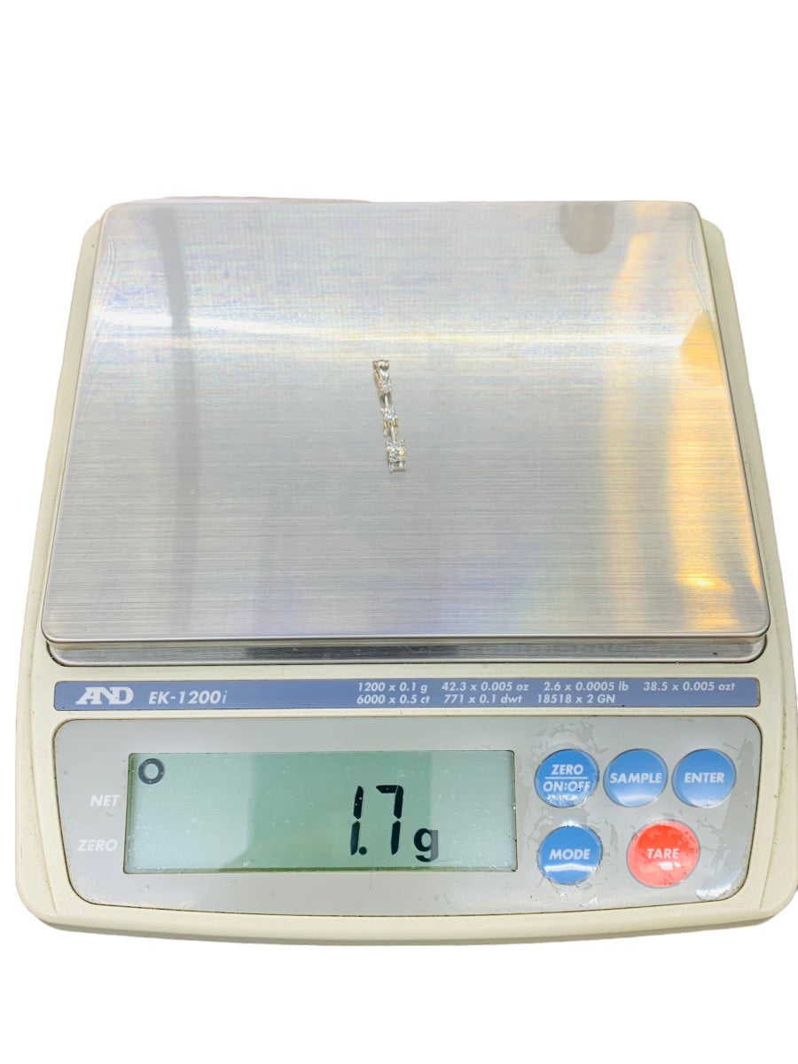 14K White Gold Dangling Diamond Pendant 1.7 Gr / .63 CTW / 1"