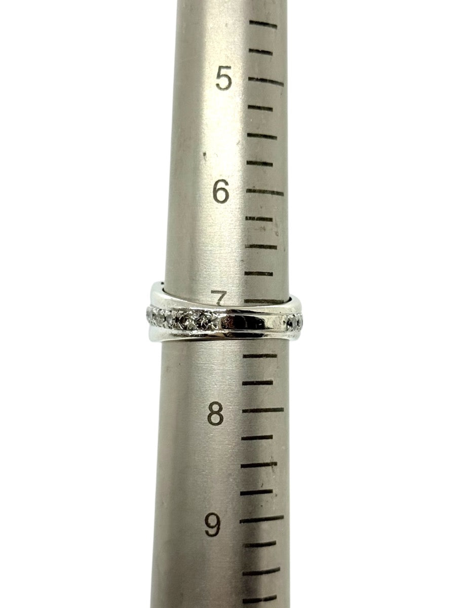 14K White Gold Triple Row Natural Diamond Band | Size 7 | 7.9g