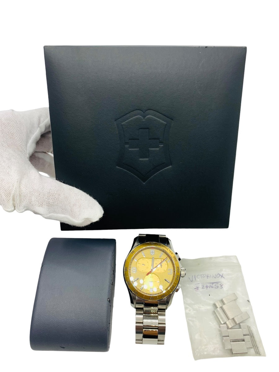 Victorinox 241658 Classic Champagne Dial Stainless Steel Chronograph Men's Watch