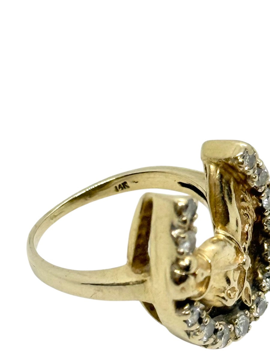 14K Yellow Gold Horse/Horseshoe Diamond Ring | Size 5 | 6.1g