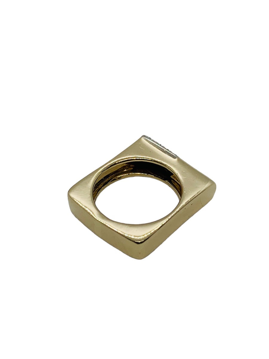 14K Yellow Gold Square Lady's Ring 12 Diamonds 0.12ctw/10.8g/Size 6