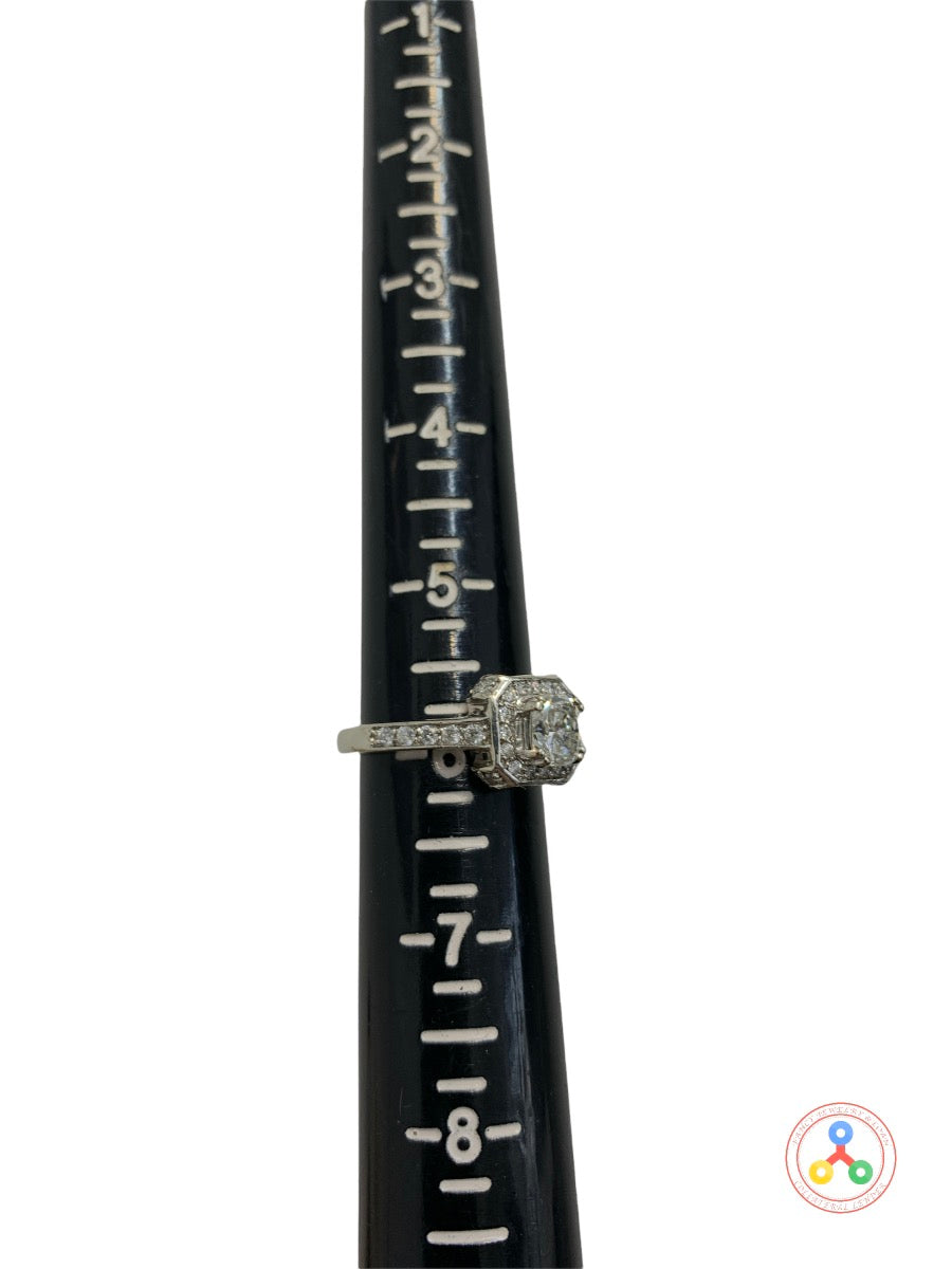 14K White Gold Women's Engagement Diamond Ring (1.18 CTW) 4.5G Size 6