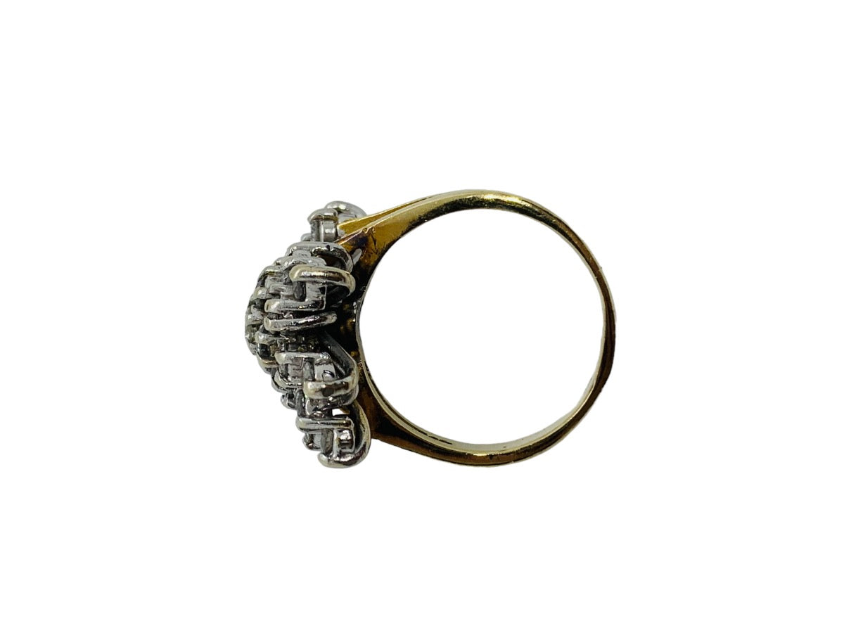 14K 2-Tone Gold Lady's Cluster Diamond Ring 2.5 CTW Size 7.5 / 9 Grams