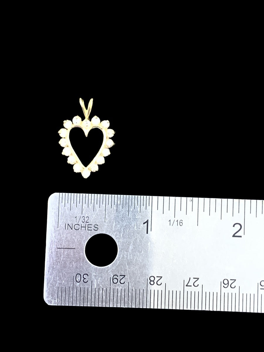 14K Yellow Gold Diamond Heart Shaped Pendant - .80tcw - 2.2g