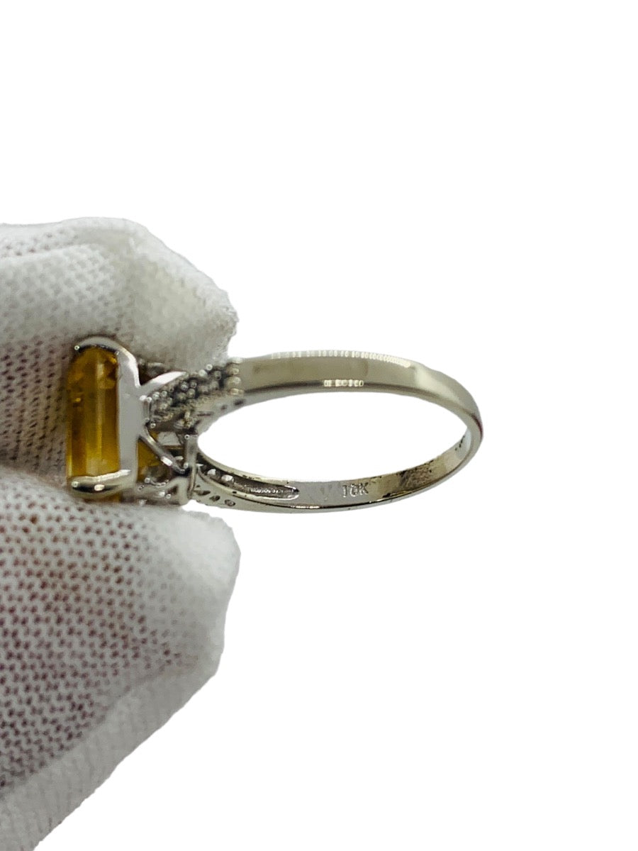 10K White Gold Diamond & Topaz Lady's Ring Size 7 | 2.7 Grams