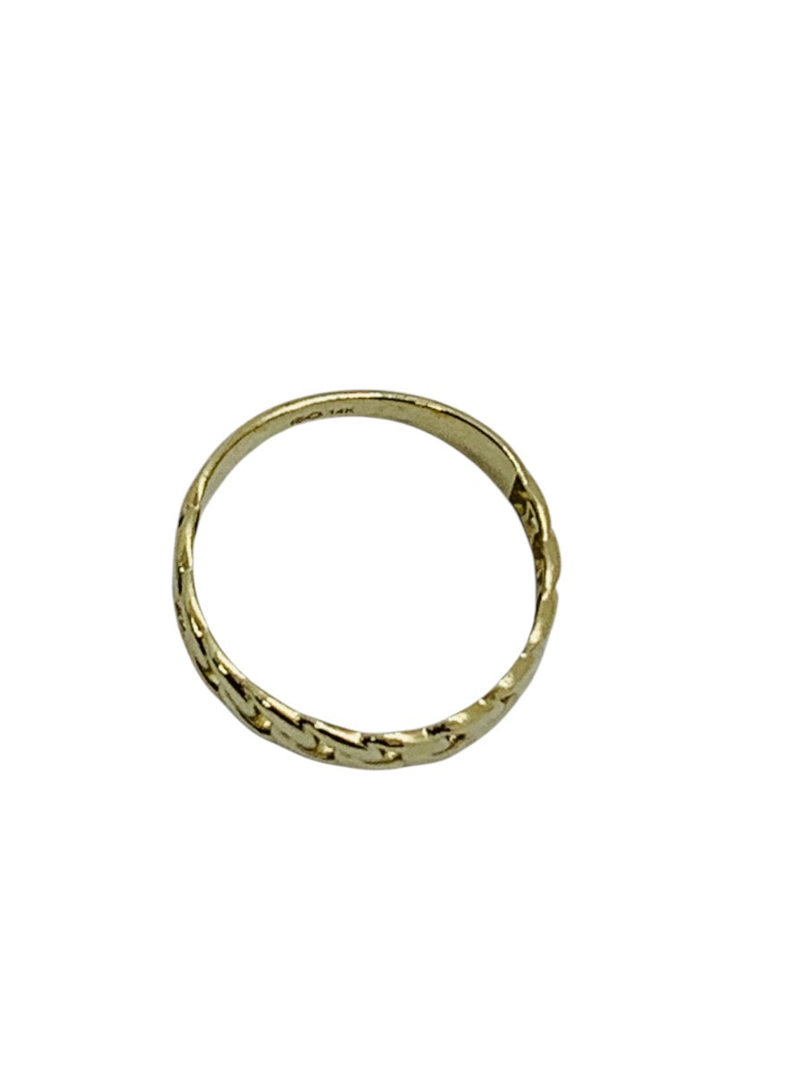 14K Yellow Gold Cuban Design Ring Size 7 3/4 Weighs 1.7 Gr