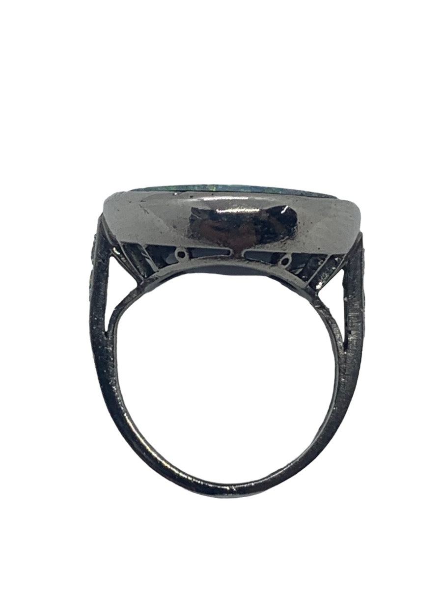 Platinum 950 Diamond Opal Lady's Ring 0.06 CTW Dias Size 4 / 10.6 Gram