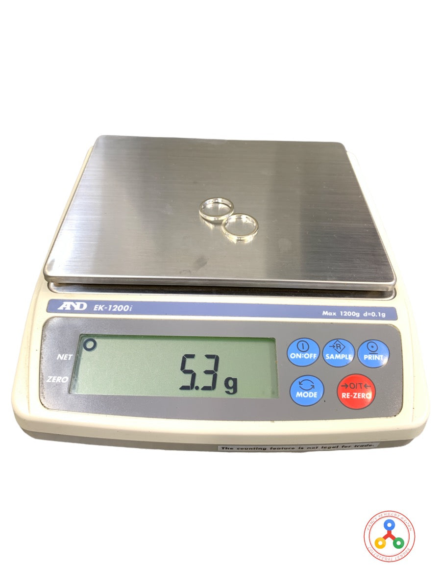 18K White Gold and Diamond w Enamel Wedding Band Set Size 6, 5.3g