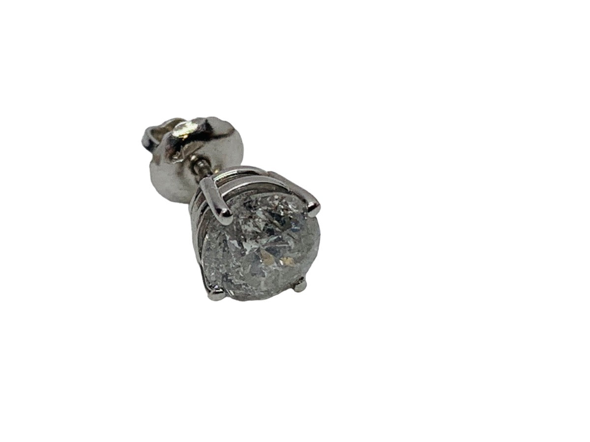 14K White Gold Diamond Stud Earrings 1.7 CTW /1.4 Gr /i3-i2 Clarity /M-L Color