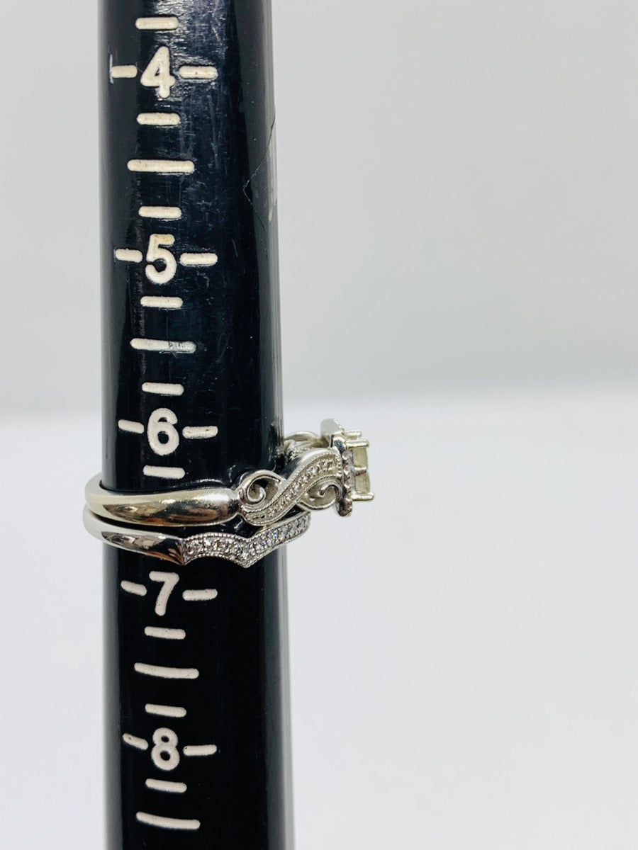 14K White Gold Engagement Lady's Ring 1.15ctw, 8.5 Grams Size 6.5