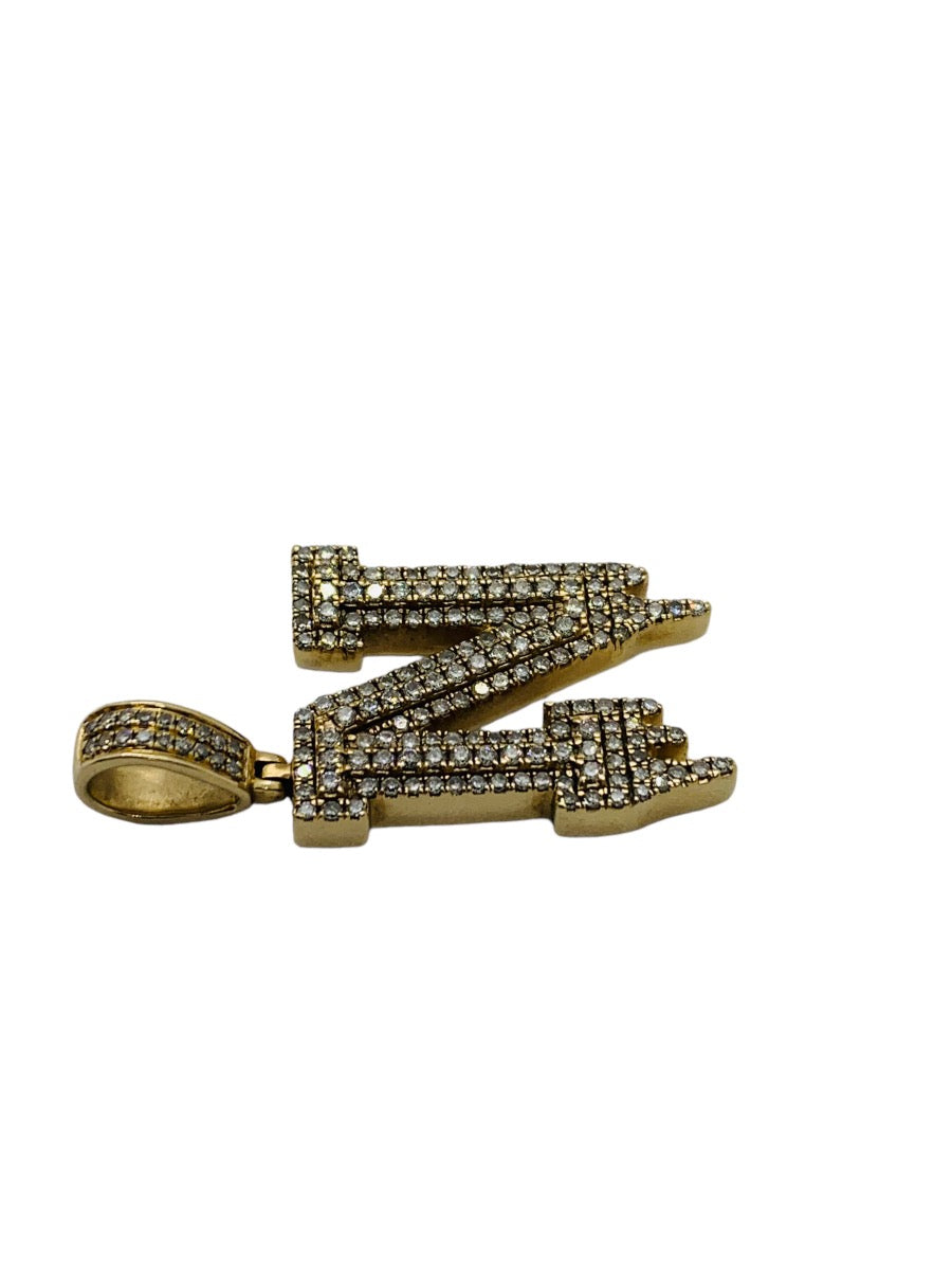 10K Yellow Gold Diamond Letter "N" Pendent 6.9g/1.67 CTW