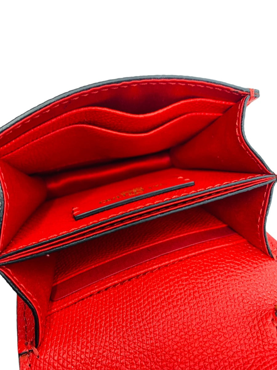 Valentino Garavani VLogo Red Compact Wallet w/ Chain Strap