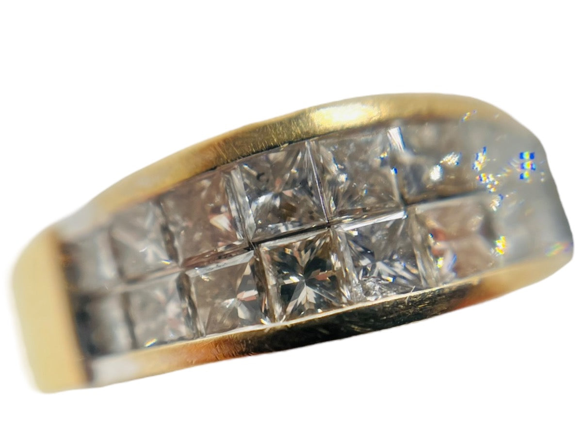 18K 2-Tone Square Cut Diamond Ring - Size 6 - .90 TCW - 8.2g