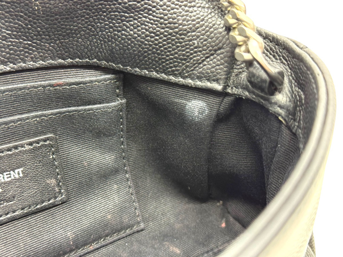 Saint Laurent West Hollywood Crossbody Bag Leather Strap Silver Logo