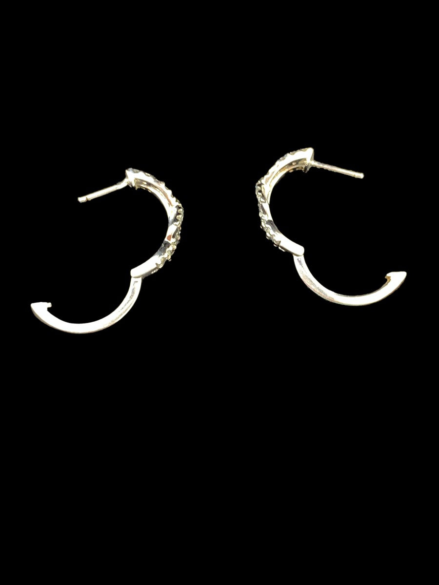 10K White Gold Diamond Earrings - 1.04tcw - 0.5" - 3.4g