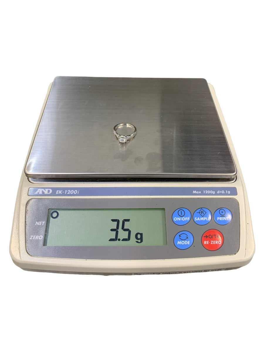 14K White Gold and Diamond Women's Engagement Ring Size 7, 3.5g