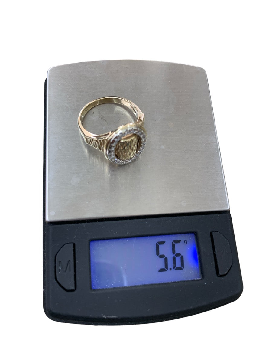 10K Yellow Gold/Diamond Nugget-Styled Ring - .22tcw - Size US 7 - 5.6g