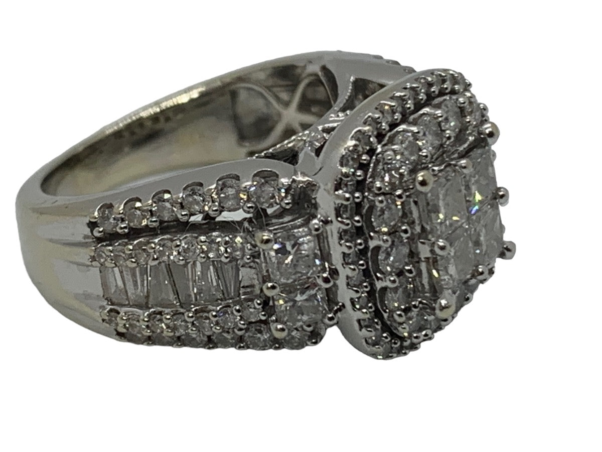 14K White Gold Lady's Diamond Engagement Ring 1.28 CTW Size 8.5 Grams