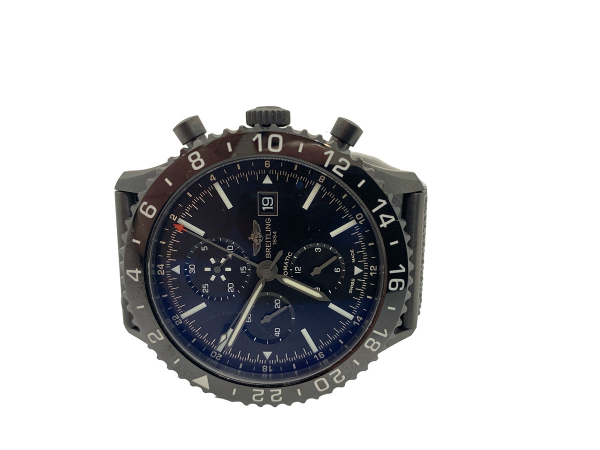 Breitling Chronoliner Black Steel Watch M24310 Black Ceramic 46mm- Box